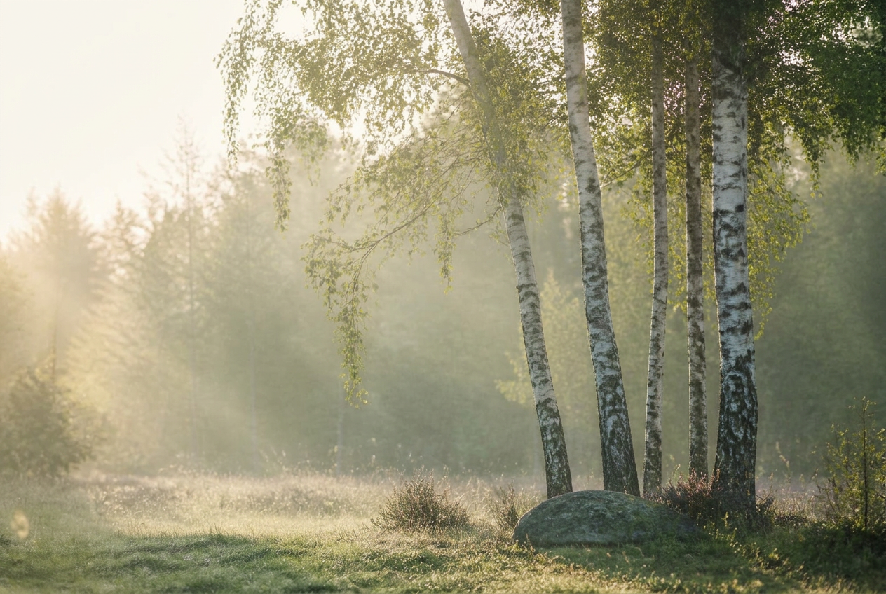Sonnenlicht in einer ruhigen Waldlichtung